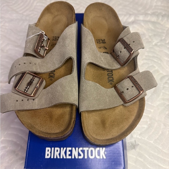 Birkenstock Arizona Soft Footbed Suede Sandals Taupe Size 38 BNIB - Picture 3 of 8